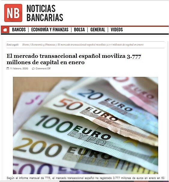 El mercado transaccional espaol moviliza 3.777 millones de capital en enero